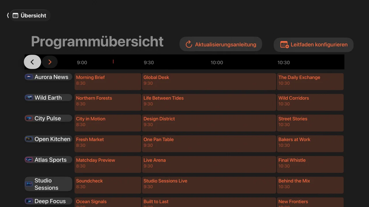 Tellyra-XMLTV-Programmführer auf Apple TV